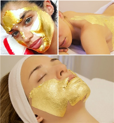 Zlatý listový papier, je to dobrý produkt na starostlivosť o pleť, projekt lu...